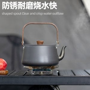 户外鋁合金木柄茶壺露營燒水壺